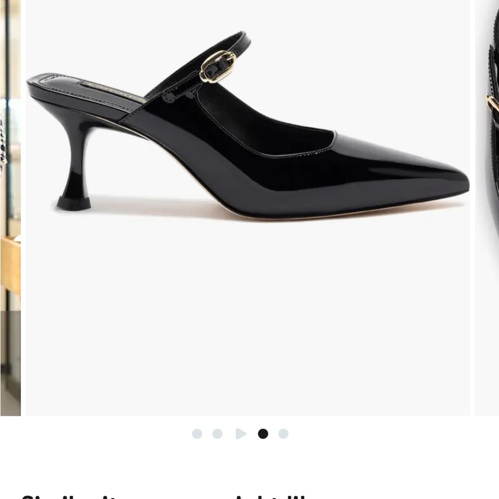Larroude Ines Patent Leather Black Heels with Buckle 7.5
